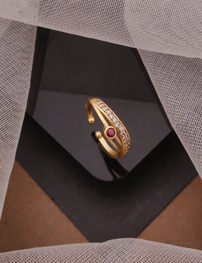 Ruby Stoned Adjustable Ring