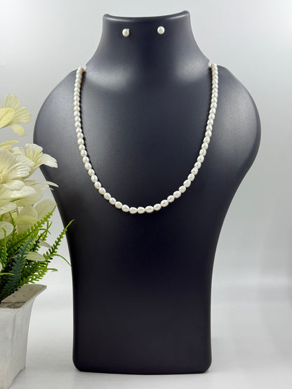 White Pearl Strand with Matching Studs