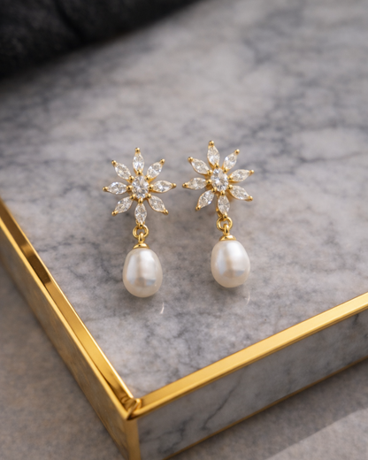 Starburst Zirconia Freshwater Pearl Drops