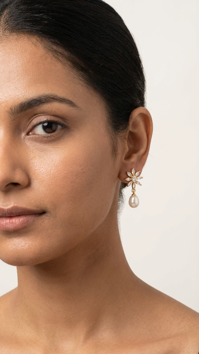 Starburst Marquise CZ & Freshwater Pearl Drop Earrings – Lifetime Guarantee