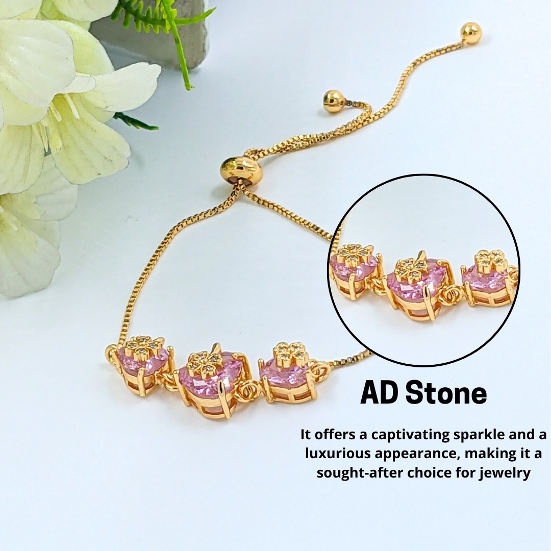 Trendy Pink Floral Theme Zircon bracelet
