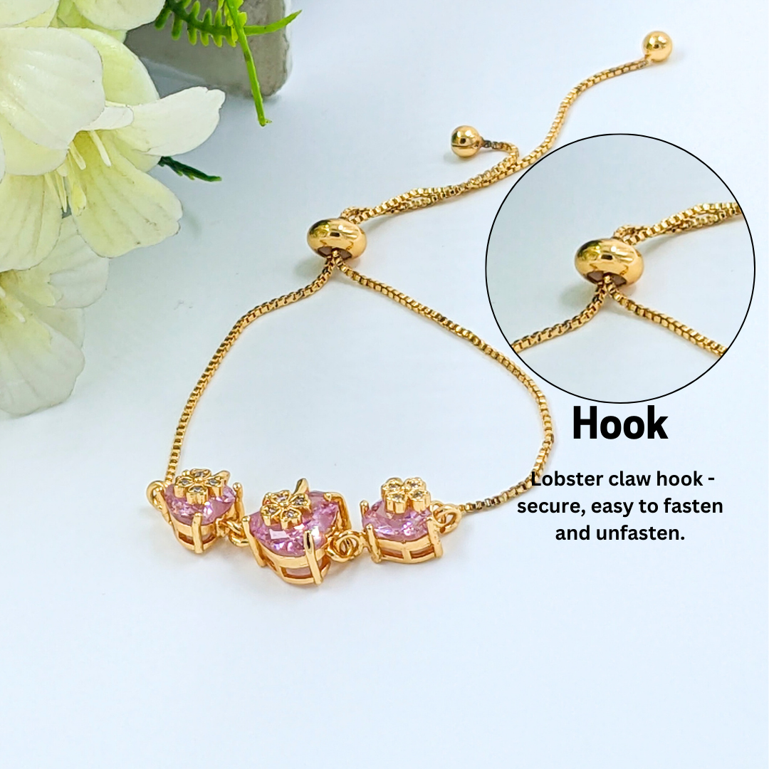 Trendy Pink Floral Theme Zircon bracelet