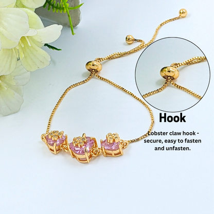 Trendy Pink Floral Theme Zircon bracelet